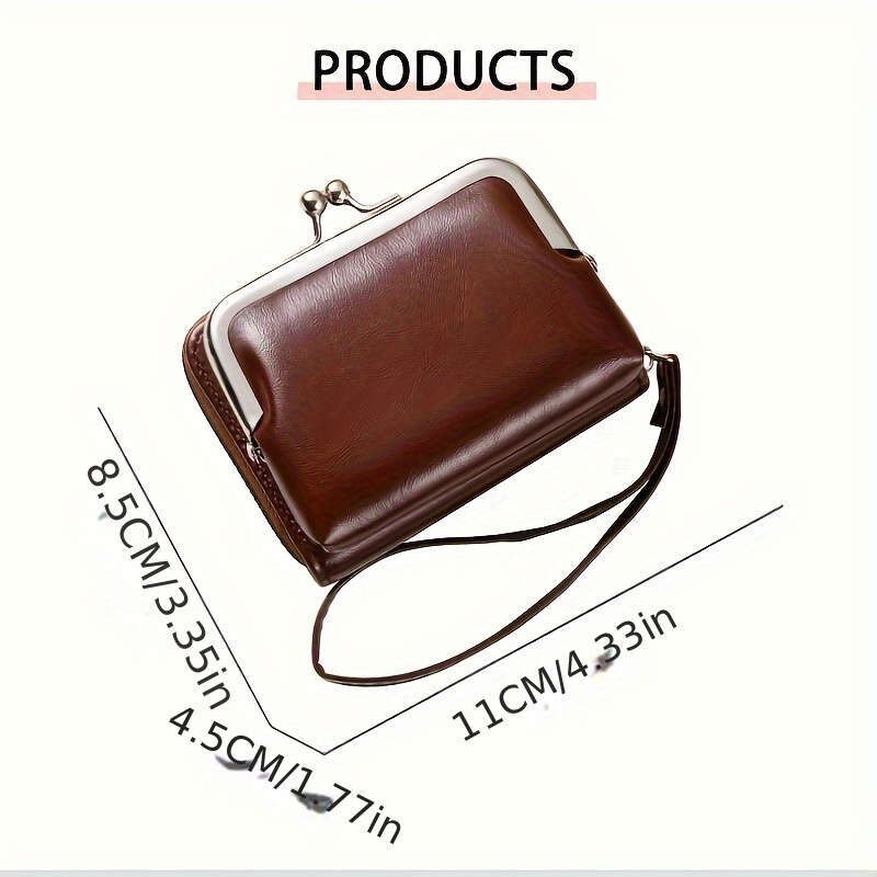 Mini credit card holder, retro kiss button coin purse, women's fashionable wallet and wrist bag