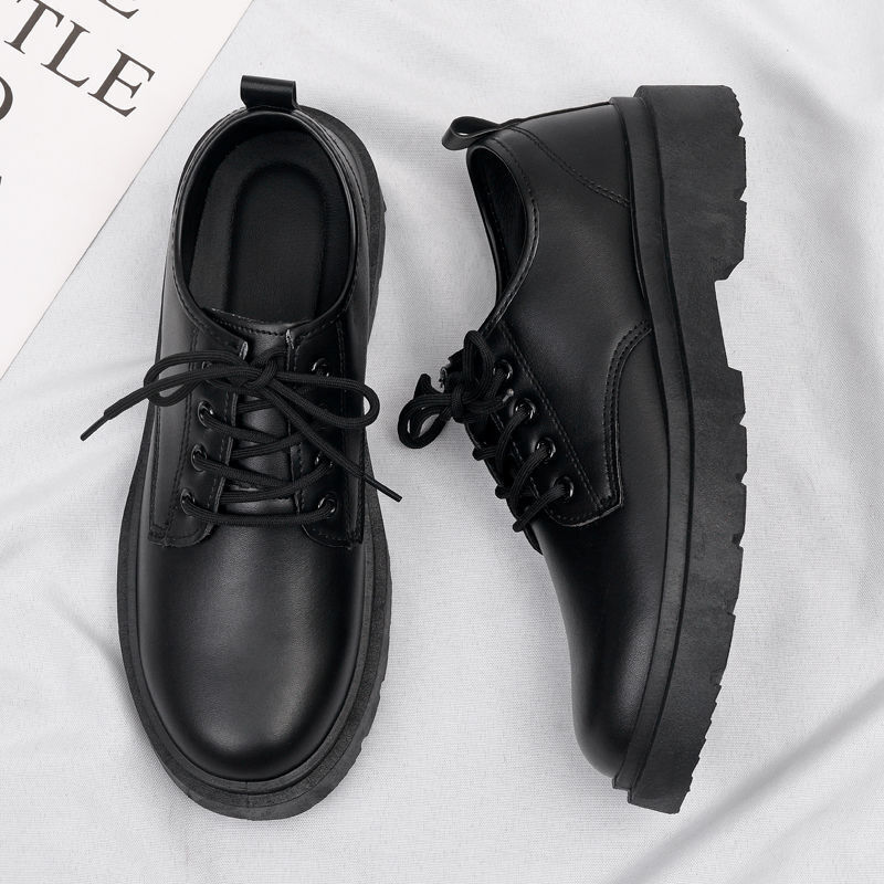 Leather 2023 new spring and autumn British style black men's business formal big head work trendy shoes hot