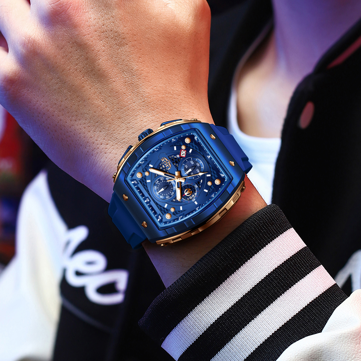 LIGE Top Brand Luxury Square Quartz Watches for Men Fashion Casual Sport 50M Waterproof Man Watch Auto Date Military Chronograph Local warehouse