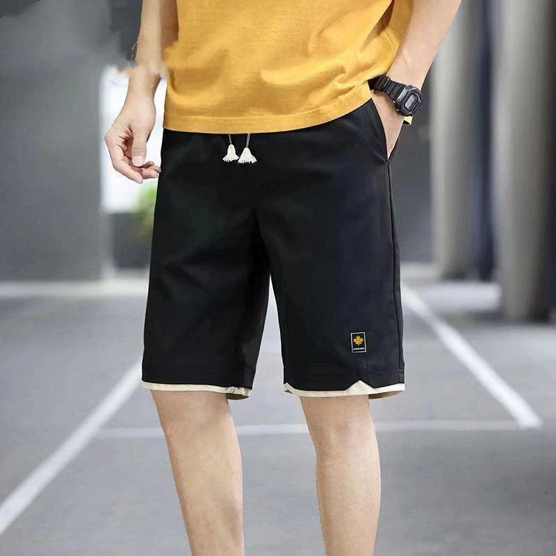 Mens Shorts Summer Loose Elastic Waist Solid Drawstring All-match Thin Casual Straight Shorts Fashion Trend Men Clothing 250120
