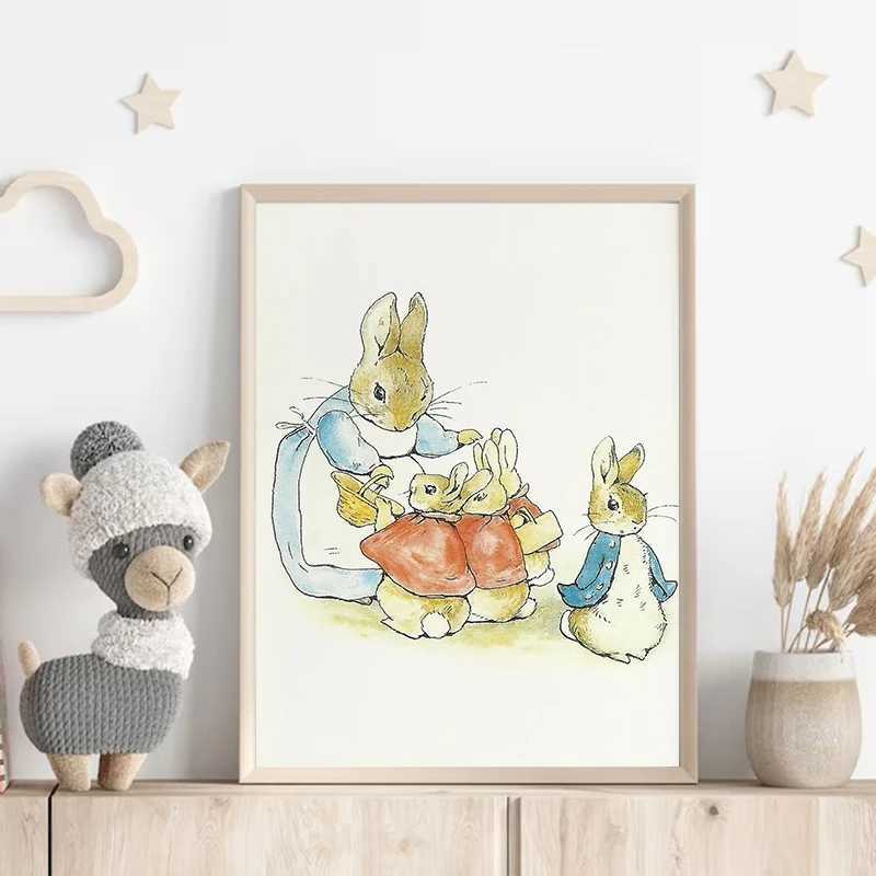 Peter Rabbit Beatrix Vintage Cute Bunny Fairy T Illustration Poster Canvas Painting Wall Art Picture Girls Ro He Decor Y250122