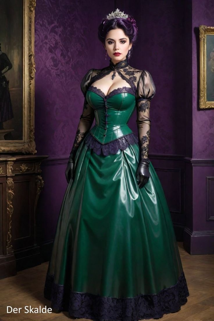 Gothic Green Black Halloween evening Dresses Shiny Customsized Bustle Corset Lace-up Victorian Costume Bridal Gown Cosplay prom