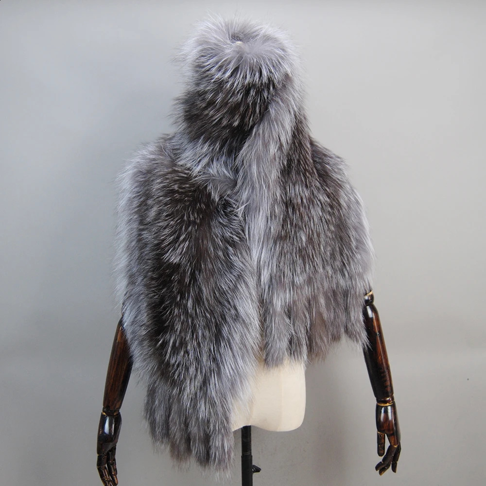 Fox Fur Scarf Big Fox Skin Scarf Natural Fox Fur Stole Genuine Fox Fur Shawl Pocket Fashion Evening Dress 250121