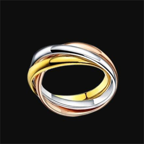 Fashion Classic Creative Trinity Three Ring Winding Ring Women's Stainless Steel 3 Color Rolling Wedding Band Rings