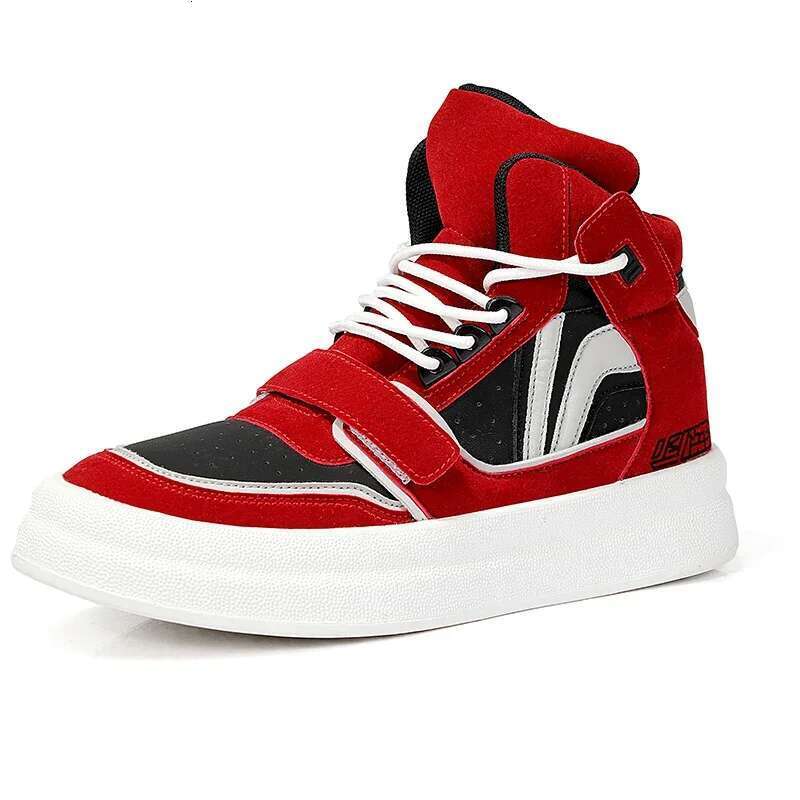New Red High Top Flat Casual Sneakers Fashion Club Hip Hop Streetwear Men Designer Shoes Tenis Hombres