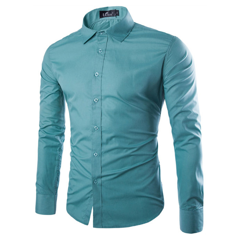 Men's Casual Shirts White Lapel Long Sleeve Dress Shirt Men Slim Fit Button Down Mens Business Office Work Camisa Social Masculina