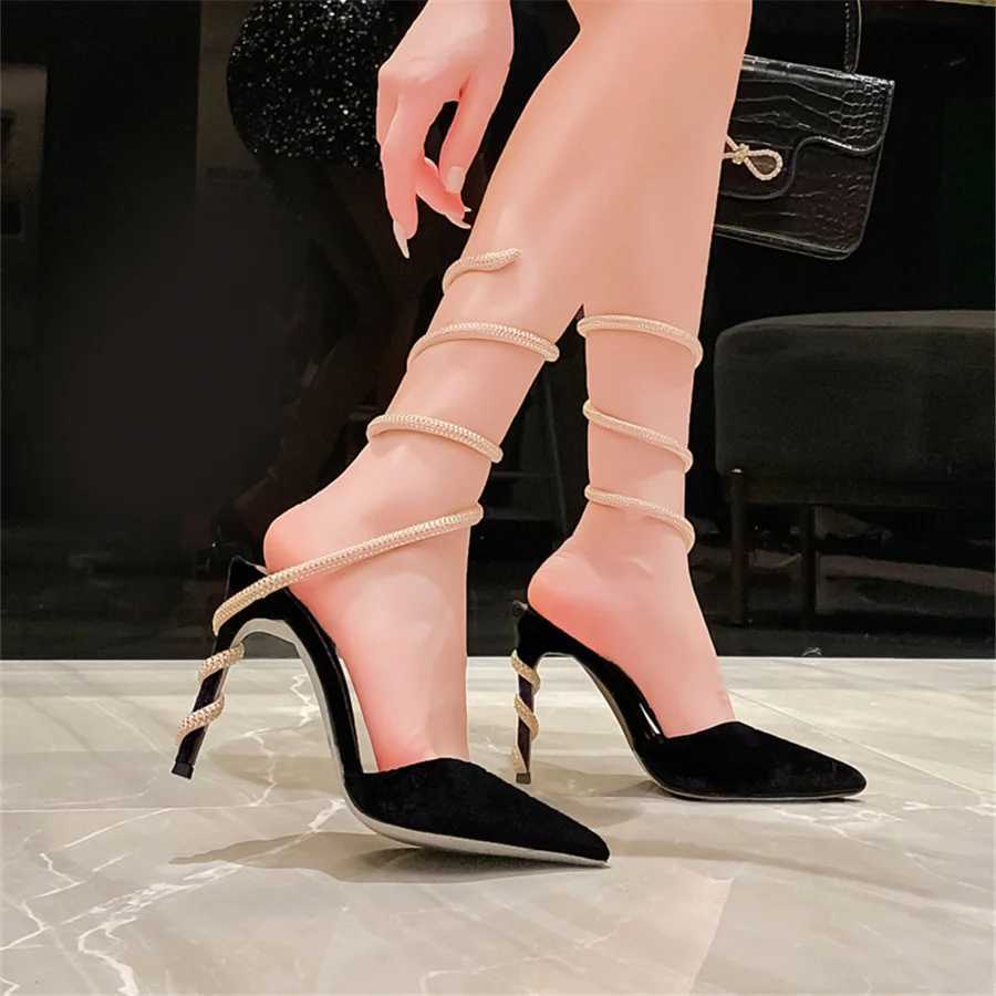 Serpentine Winding Crystal Wen Pumps Sexy Pointed Toe High H Summer hot Gladiator Sandals Designer Ladies Dress Shoes Z250122