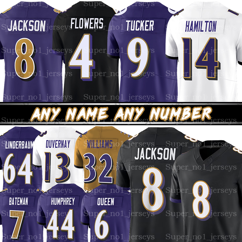 8 Lamar Jackson Football Jersey Justin Tucker Derrick Henry Zay Flowers Marlon Humphrey Roquan Smith Nate Wiggins Justin Madubuike Mark Andrews