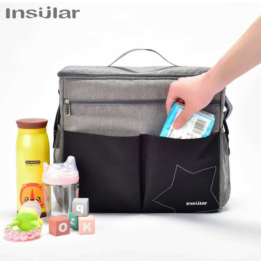 Insular Mommy Diaper Bags Mother Large Capacity Travel Nappy Backpacks with Anti-loss Zipper Solid Baby Maternity Nursing BagsC250326