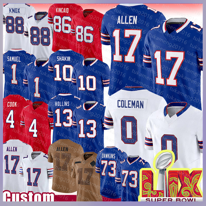 Josh Allen Football Jersey Keon Coleman Dawson Knox Dalton Kincaid Curtis Samuel Von Miller James Cook Matt Milano Terrel Bernard Amari Cooper Terrel Bernard