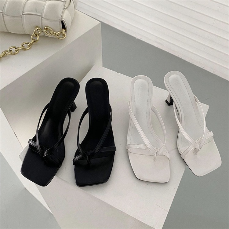 Women Slippers Simple Style Versatile Fashion High Heel Design Sense Triple Black White Free shipping