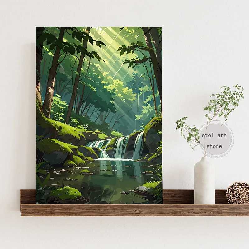 Anime Manga Style Scenery Dock River Flower Window Landscape Art Poster Canvas Painting Wall Prints Picture for Ro He Decor Y250122