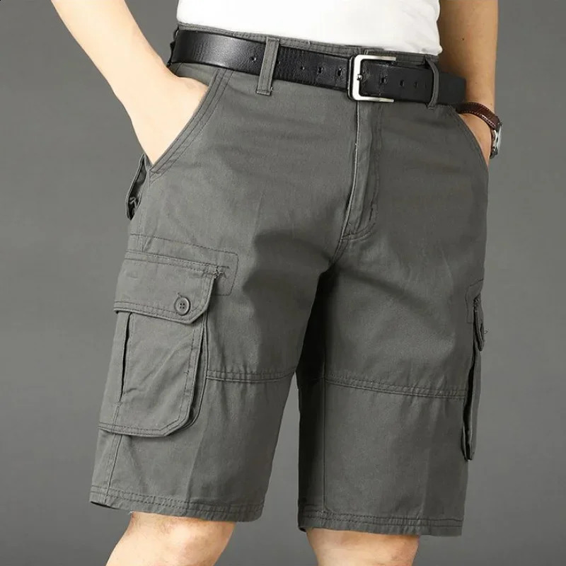 Khaki Half Mens Cargo Shorts Solid Male Bermuda Short Pants Big and Tall er Jogger Baggy In Homme Jorts Cotton 250117