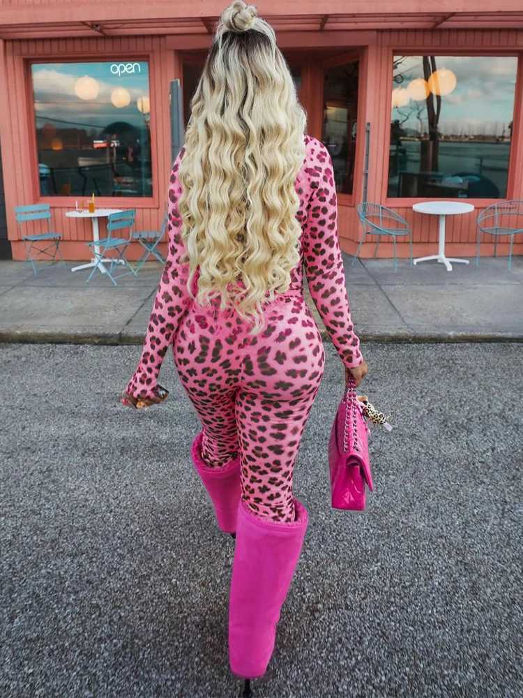 Women's Two Piece Pants Leopard Print Two Piece Set Women Spring 2025 Strt Clothing Y2k Fashion Tracksuit Long Slve Zip Hoodie Crop Tops Pants Se