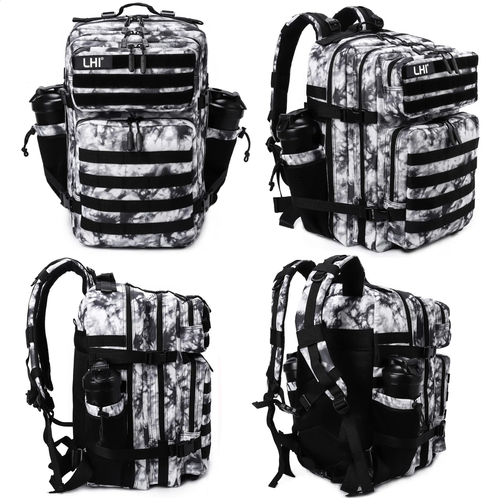 LHI 45L Mens and Womens Tactical Backpack Large Sports Fitness Bag Outdoor Sports Hiking Survival Backpack with Bottle Rack 250109