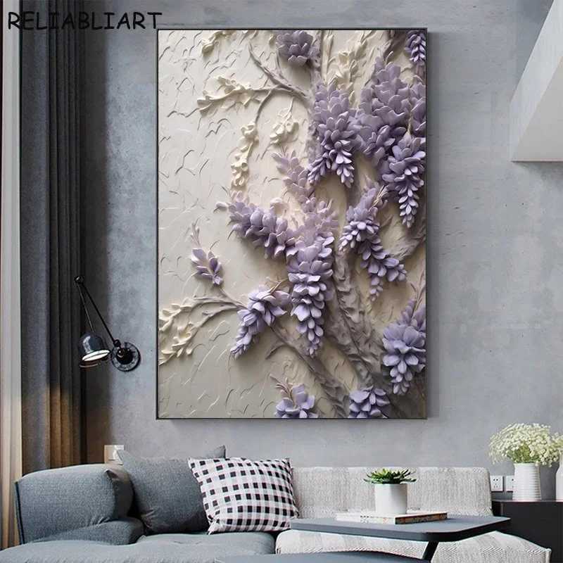 Knife Painting with Flower Poster and Prints Wall Art Pictures Canvas Painting for Living Ro He Decor No Frame Y250122