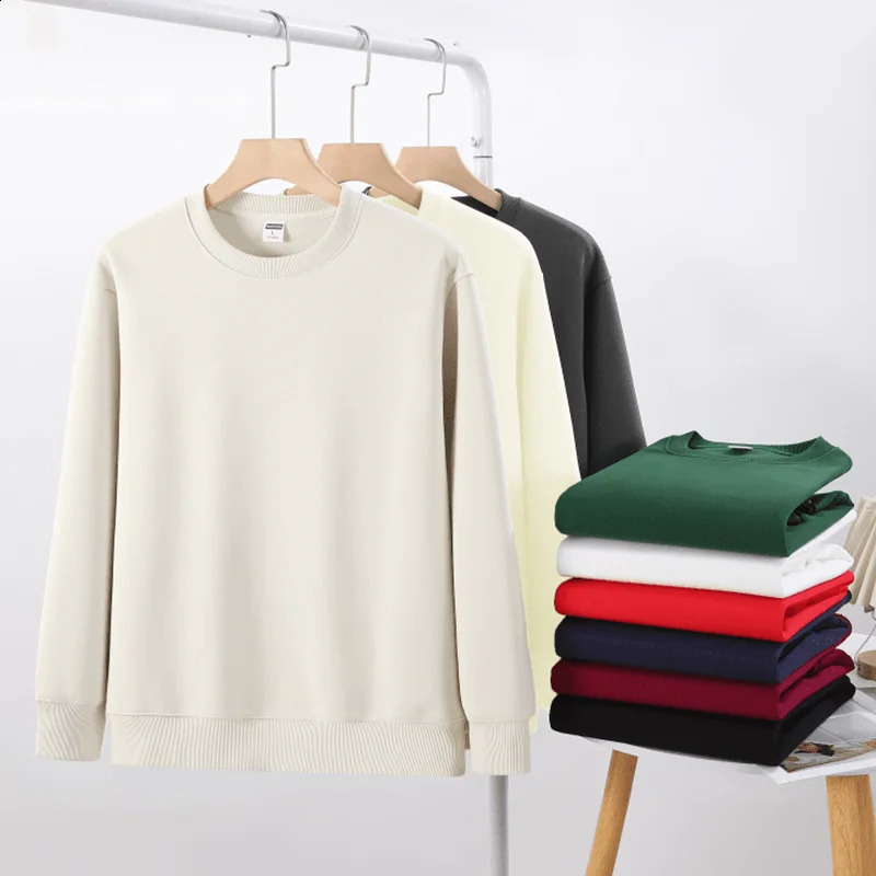 350g Mens Winter Cotton Crew Neck Oversized Hoodies Plain Customized Print Fashion Sweatshirts Quality High Street Man Top 250110Z