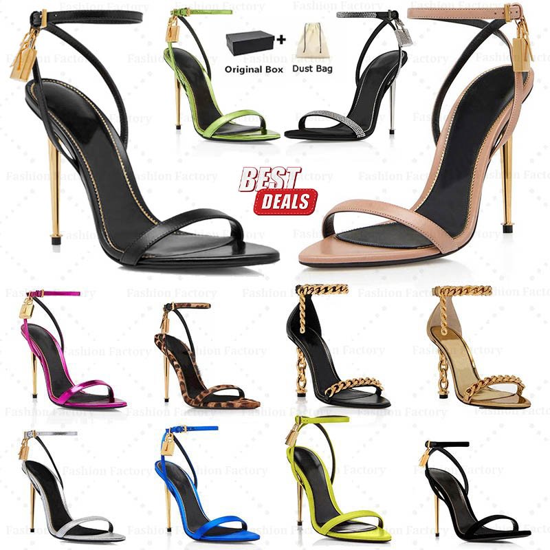 With Box Designer Sandal Dress Shoes Heels Naked Padlock Pointy Toe Shape Party Shoe Women Buckle Ankle Strap Heeled High Heel Sandals Stiletto Wedding