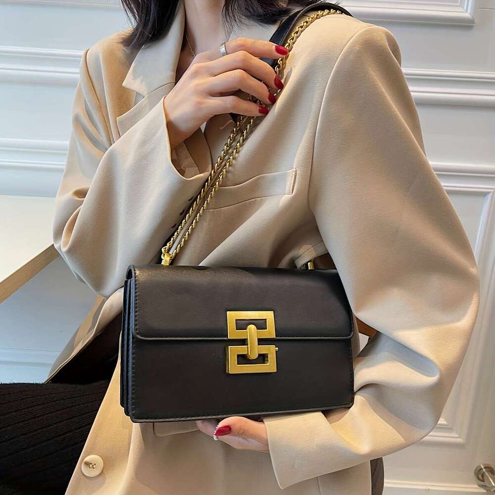 Minimalist classic crossbody bag, square PU leather flip wallet, women's casual handbag and shoulder bag