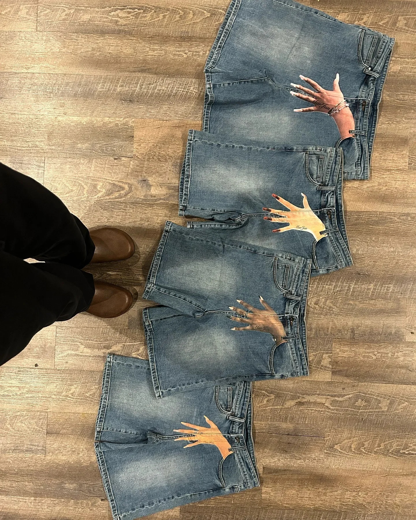 Vintage Blue Baggy Denim Gym Shorts Harajuku Hip Hop Y2K Shorts Pants Mens Graphic Print Gothic Sweatpants Shorts 250118