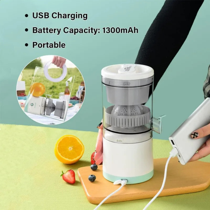 Electric Juicer Rechargeable - Citrus Juicer Machines with USB and Cleaning Brush Portable Juicer for Orange Lemon Grapefruit 250120