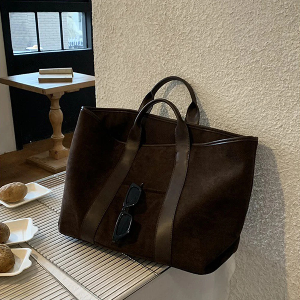 Large Capacity Suede Tote Vintage Designer Bags for Women 2025 Handbags Autumn and Winter Shoulder Bag Shopper Purses