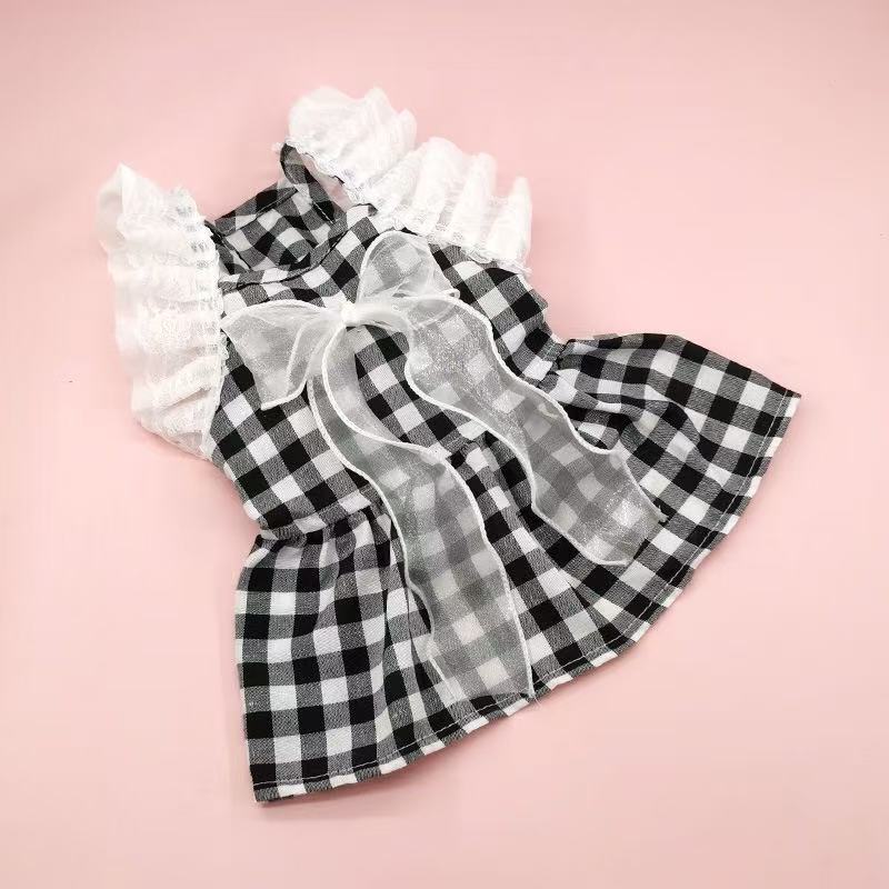 Spring/Summer Thin Breathable Dog Skirt Lace Chiffon Cute Princess Skirt Cat Two Leg Pet Clothing
