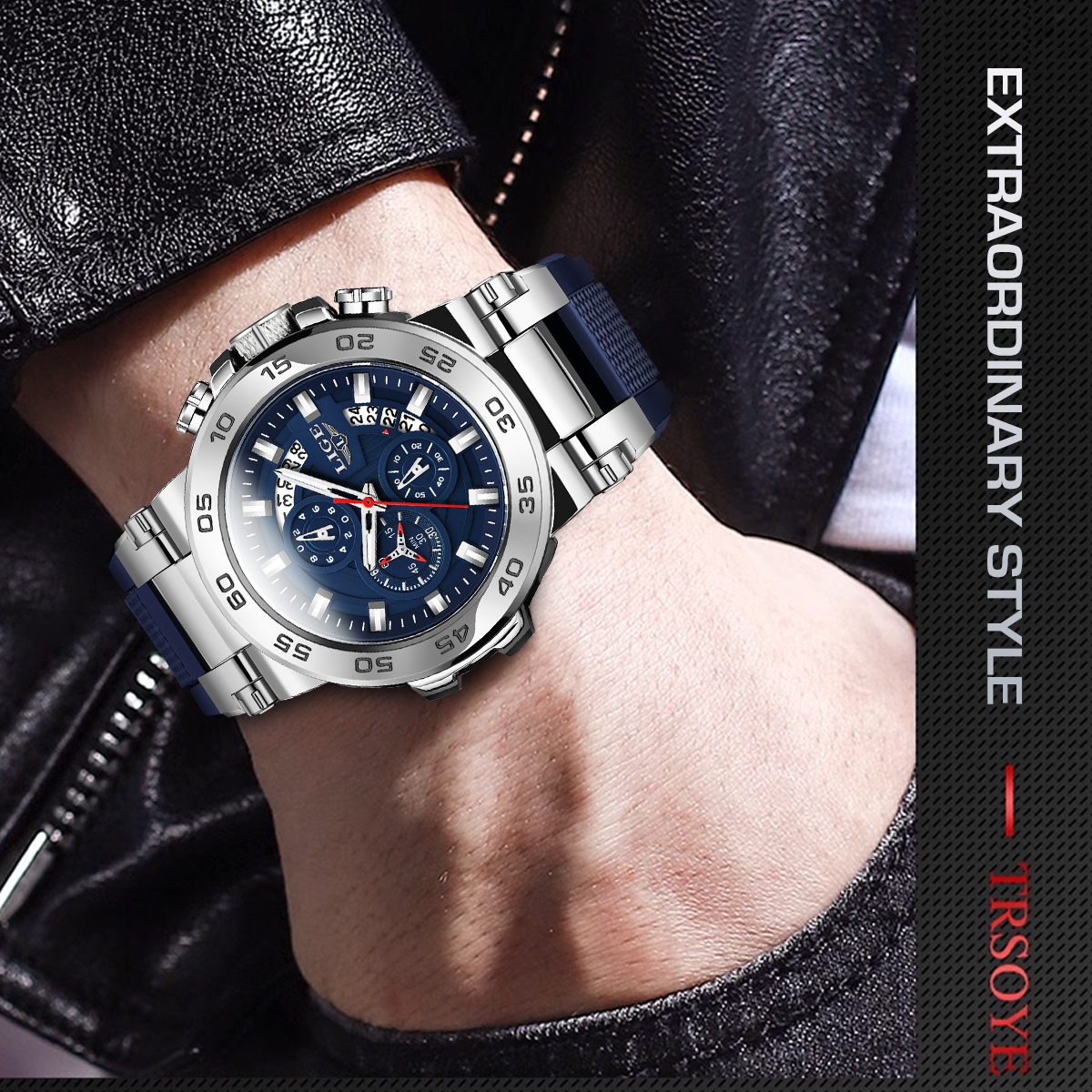 LIGE Men's Quartz Watch Multi-function Chronograph Men's Sports Watch Life waterproof premium three-eye six-pin watch Watch for teenagers an