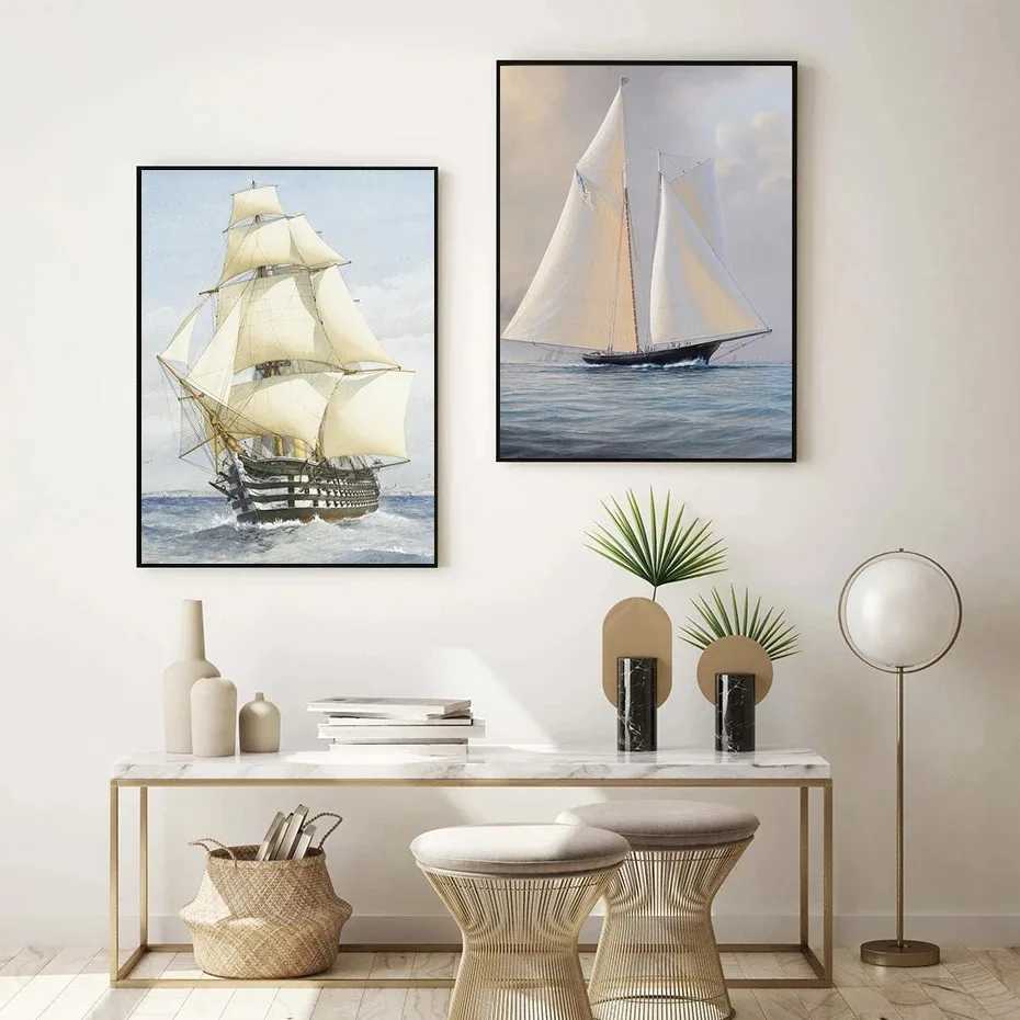 Ship canvas painting vintage Noridc poster wall high-quality image printing used for life Ro children Ro decoration Cuadros Y250122