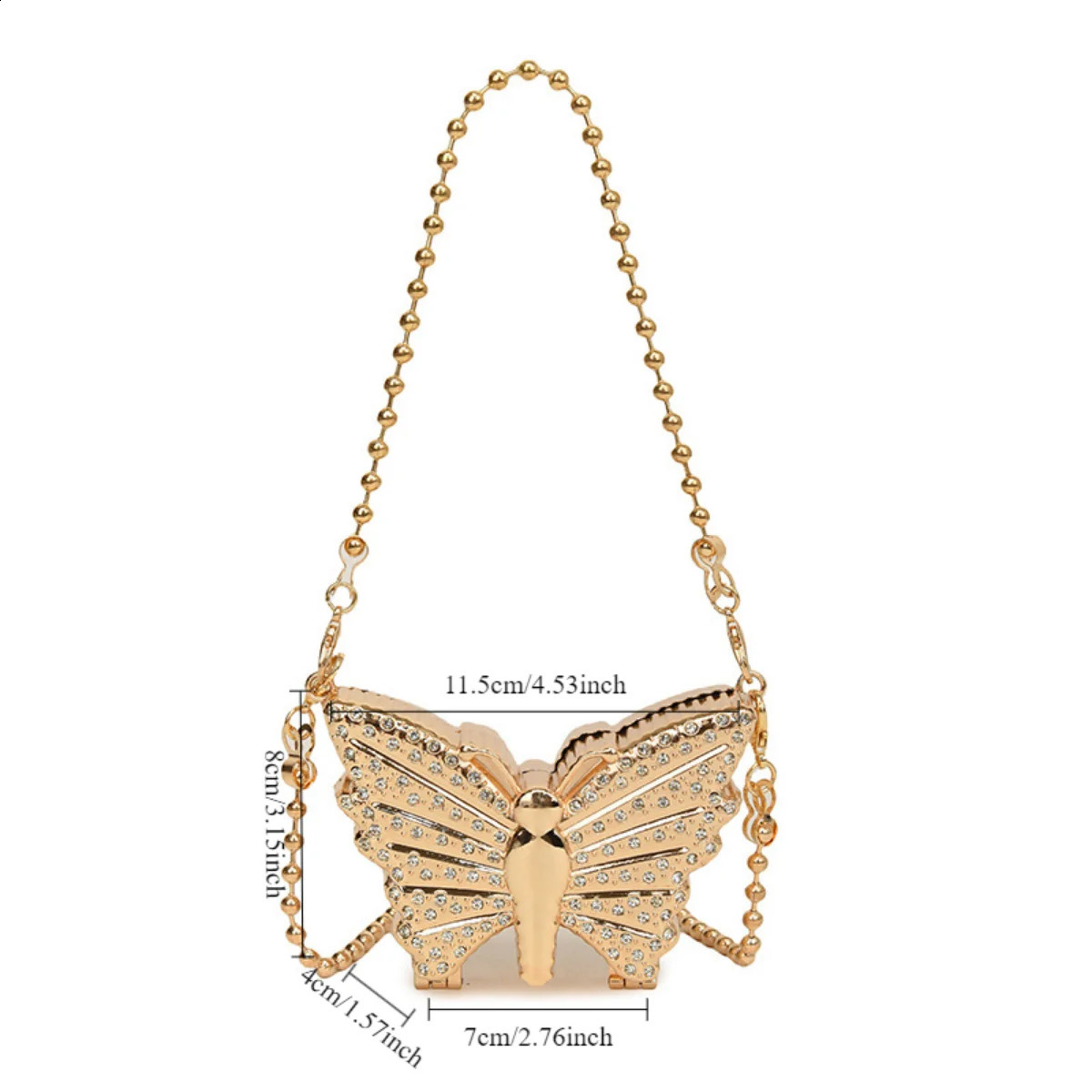 Fashionable Diamond Inlaid Butterfly Bag with Niche Chain Shoulder Crossbody Womens Bag High-end Handbag 250110