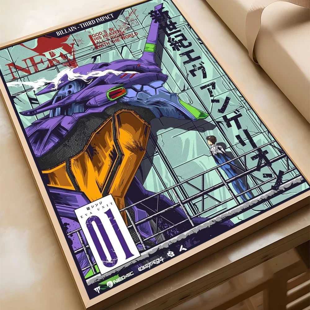 1PC N-Neon G-E-Anime Movie Sticky Posters Retro Kraft Paper Sticker Ro Bar Cafe Aesthetic Art Wall Painting Y250122