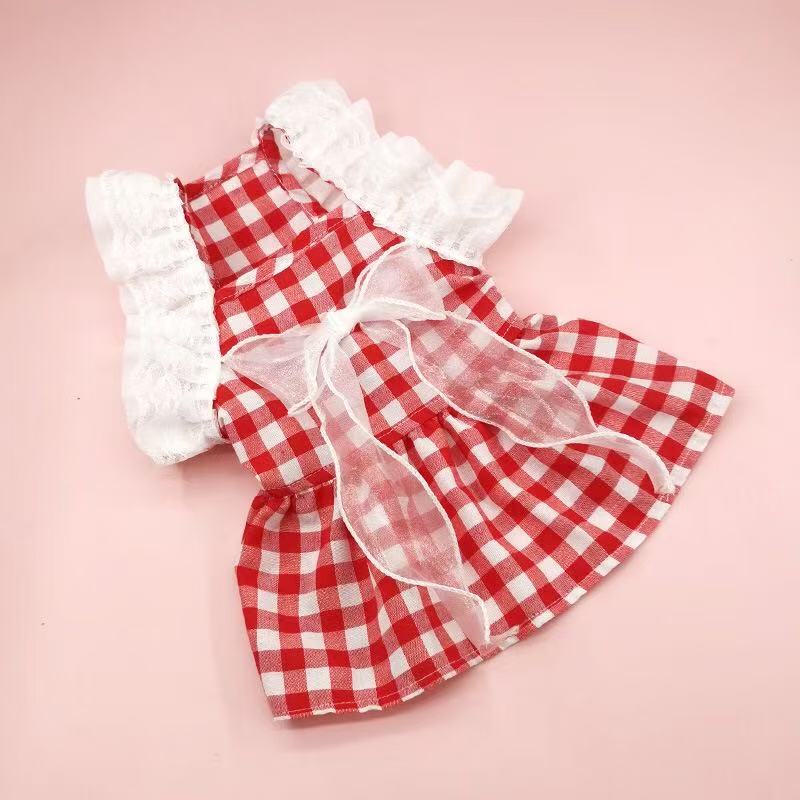 Spring/Summer Thin Breathable Dog Skirt Lace Chiffon Cute Princess Skirt Cat Two Leg Pet Clothing