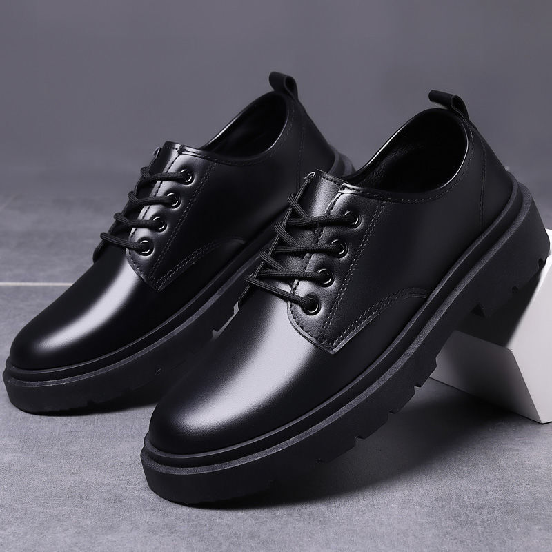 Leather 2023 new spring and autumn British style black men's business formal big head work trendy shoes hot
