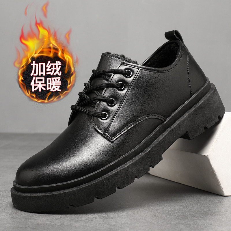 Leather 2023 new spring and autumn British style black men's business formal big head work trendy shoes hot