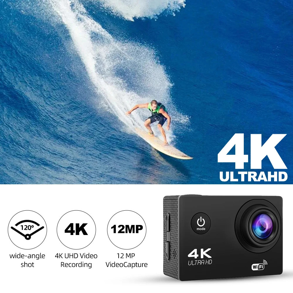 4K Action Camera 1080P/30FPS WiFi 2.0 170D Underwater Waterproof Helmet Video Recording Camera Sports Cameras Outdoor Mini Cam 250121