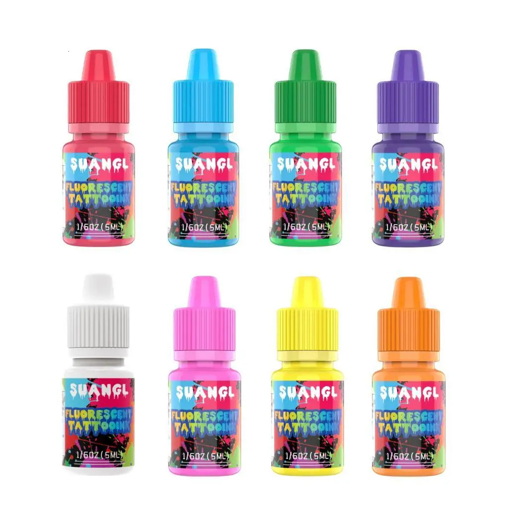 SUANGL UV Tattoo Ink Set 0.166OZ 5ml per Bottle Fluorescent Tattoo Ink Suitable For Artists And DIY Pattern Creation 250114