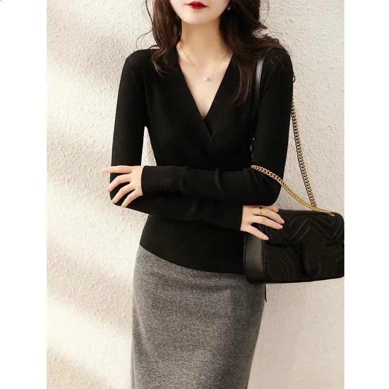 2024 Spring And Autumn Comfortable Fashion Elegant Womens Knitted Cardigan Long Sleeved Loose Ladies Bottom Shirt 250109Z