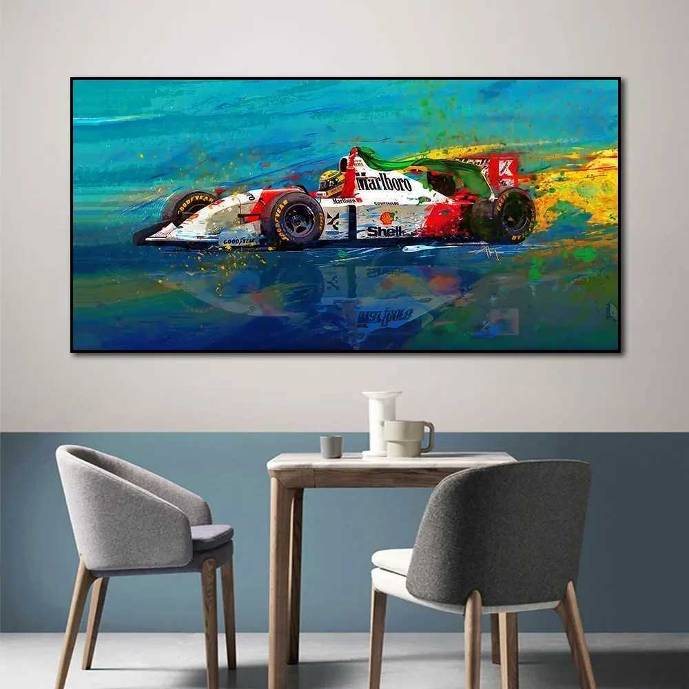 Scandinavian Simple Wall Art Ayrton Senna F1 Car Legend HD Canvas Oil Painting Poster Print Home Bedroom Living Room DecorationC250122