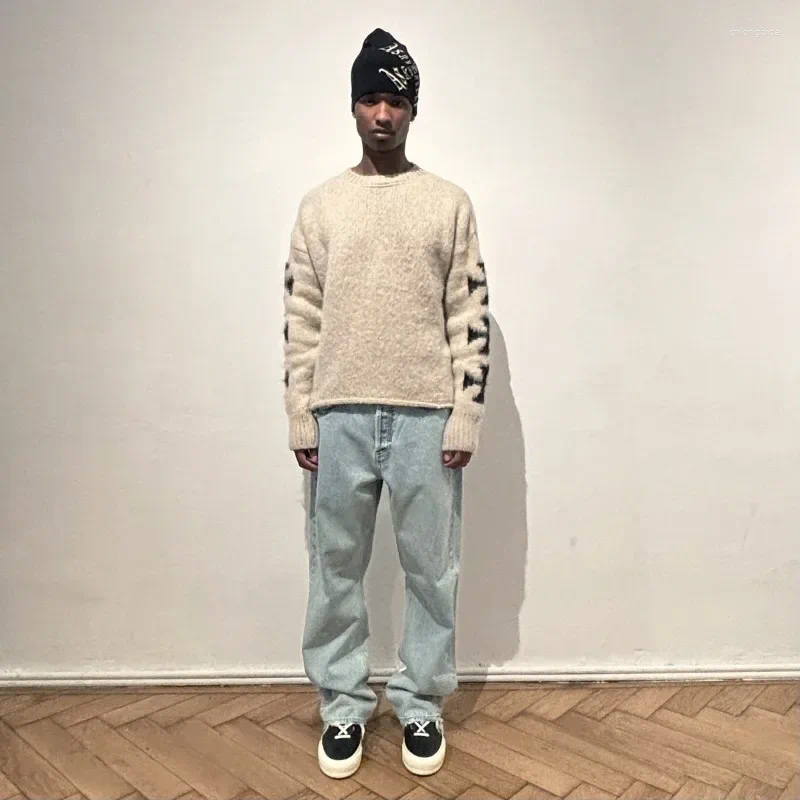 Men's Sweaters 2025 Gothic Street Men Sweater Haruku Fashion Couple Casual Oversized Pullover Retro Punk Hip Hop Warm Crewneck