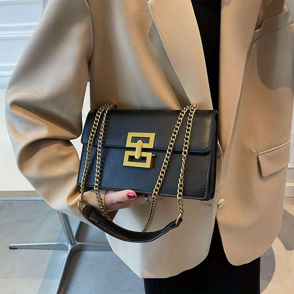 Minimalist classic crossbody bag, square PU leather flip wallet, women's casual handbag and shoulder bag