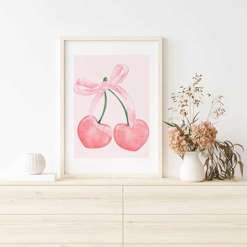 Trendy Watercolor Bows Balloon Puppy Preppy Posters and Prints Canvas Printing Wall Art Picture for Girls Ro He Decor Y250122