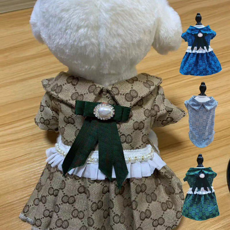 Luxury Collar cat Skirt Dress Apparel Designer Clothes Pet Sweater Puppy T-Shirt New dog Cat Coats Girl Dog Harness Free Shipping