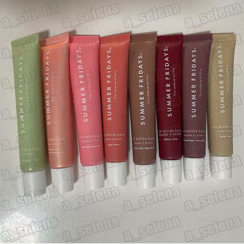 New Summer Fridays Lip Butter Balm Liquid Lipstick moisturizes Smooth Soft Makeup Lips Glaze LipGloss pink sugar vanilla beige 0.5oz 15g LipCare Cosme