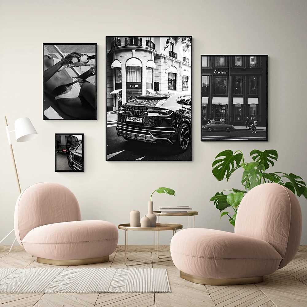 Fashion Sexy Man Wall Art Poster Leopard Dog Art Print Luxury Brand Car Canvas Painting Modern Pictures Living Ro He Decor Y250122