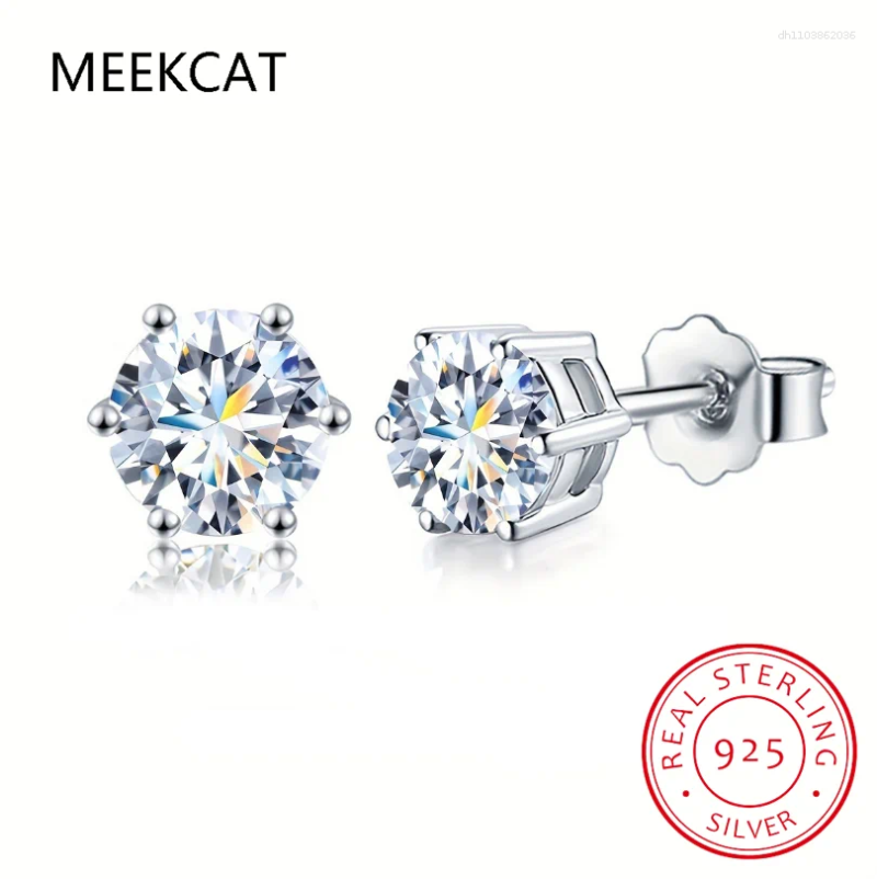 Stud Earrings Real 0.1ct-3ct D Color Certified Moissanite Diamond For Woman 925 Sterling Silver Wedding Luxury Fine Jewelry