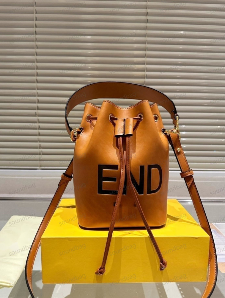 Genuine Leather Bucket Bag Classic Design with Modern Letter Drawstring Tote Mini Mobile Pouch High Capacity Fashion GEN-Z Versatile Attitude by the way Vintage 55