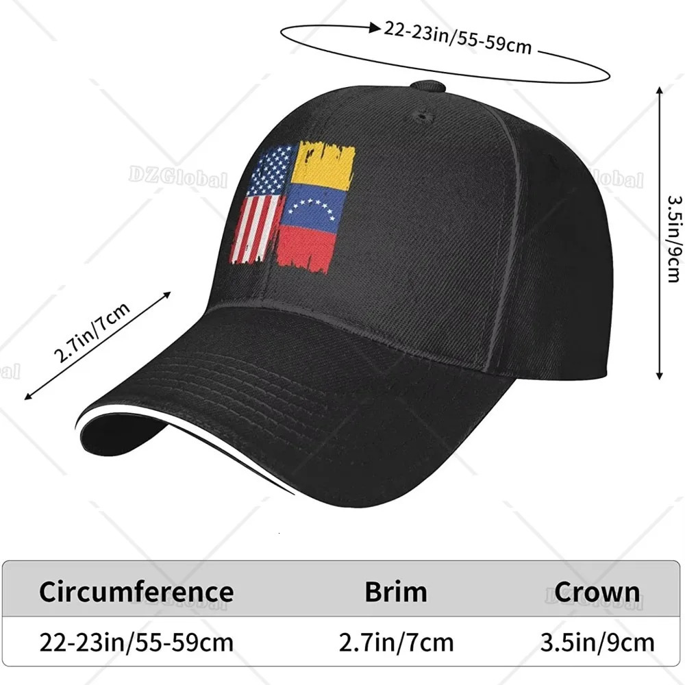 USA Venezuela Flag Unisex Dad Hat Adjustable Trucker Hat Casual Baseball Cap 250117