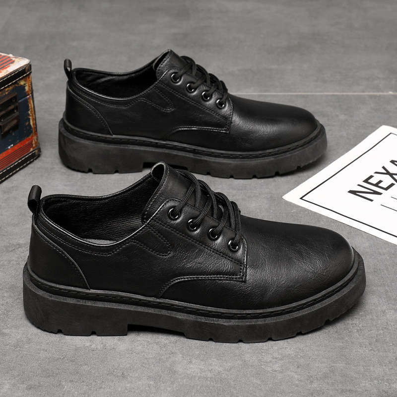 Leather 2023 new spring and autumn British style black men's business formal big head work trendy shoes hot