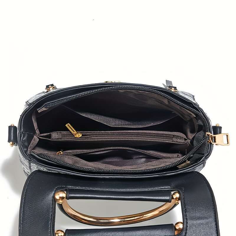 An elegant faux leather handbag suitable for women, geometric pattern, versatile shoulder bag, with zipper closure, polyester lining, exquisite edges