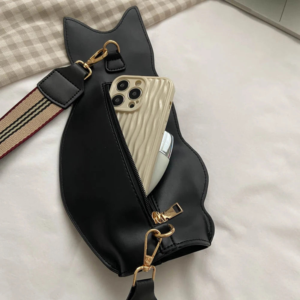 Novelty Cat Shape Crossbody Female Bag Cute Zipper Fashion Ladies Waist Bag Shoulder Bags Vintage Chest Waist Women Bag 250113